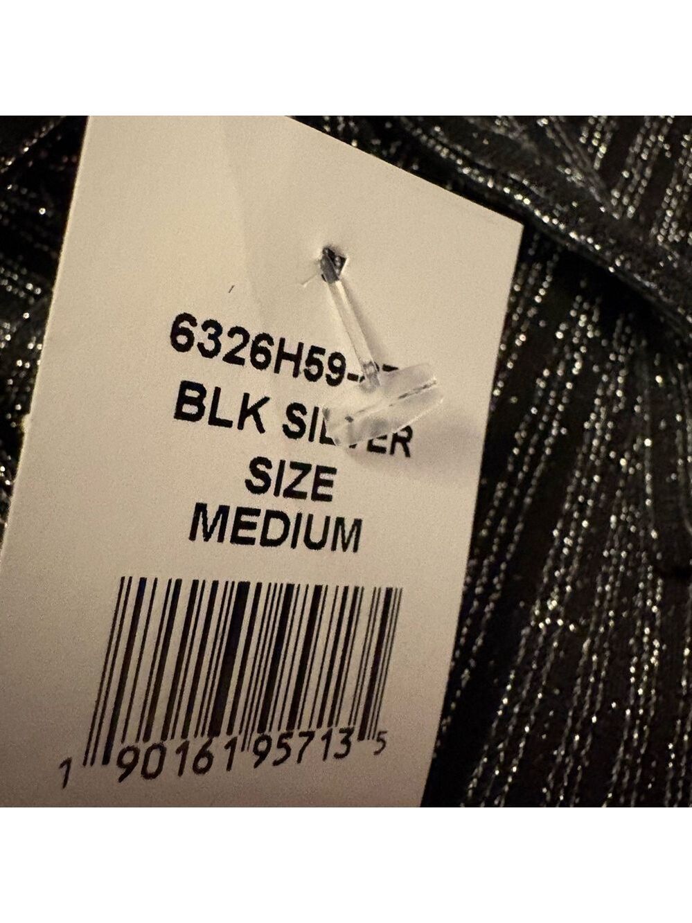 PAIGE Marina Wrap Dress Black Silver Lurex Pinstripe Midi Size Medium NWT - Picture 9 of 9